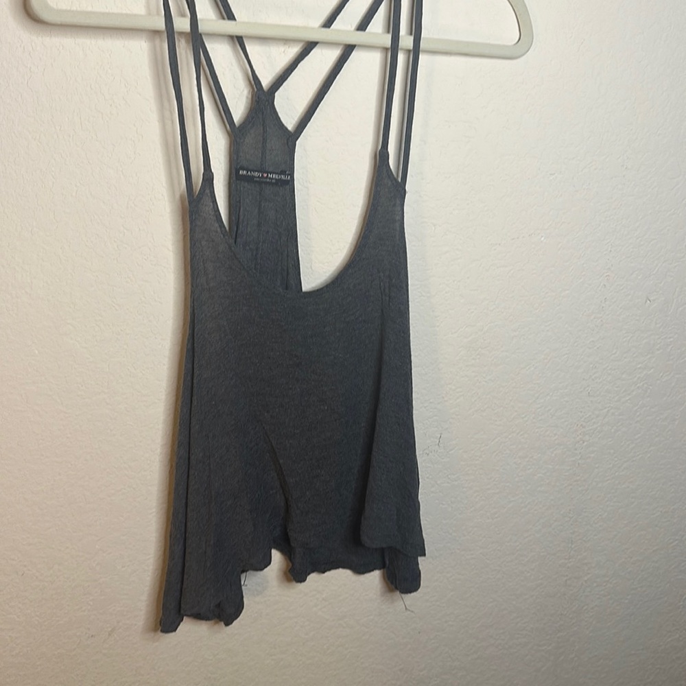 Brandy Melville racer back gray strappy tank top